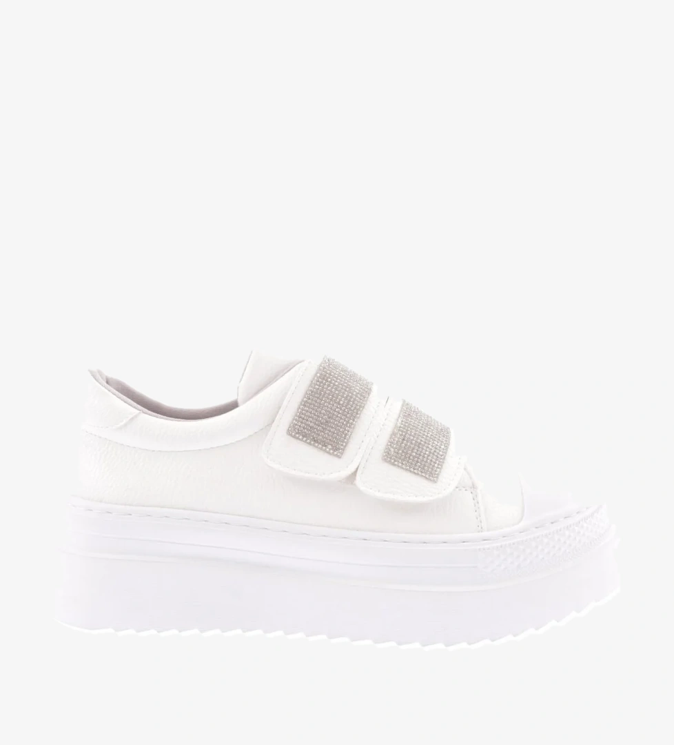 Dgn 898-23Y Kadin 2 Cirtli Bantlari Silver Taşli Kalin Taban Sneaker Ayakkabi model görseli