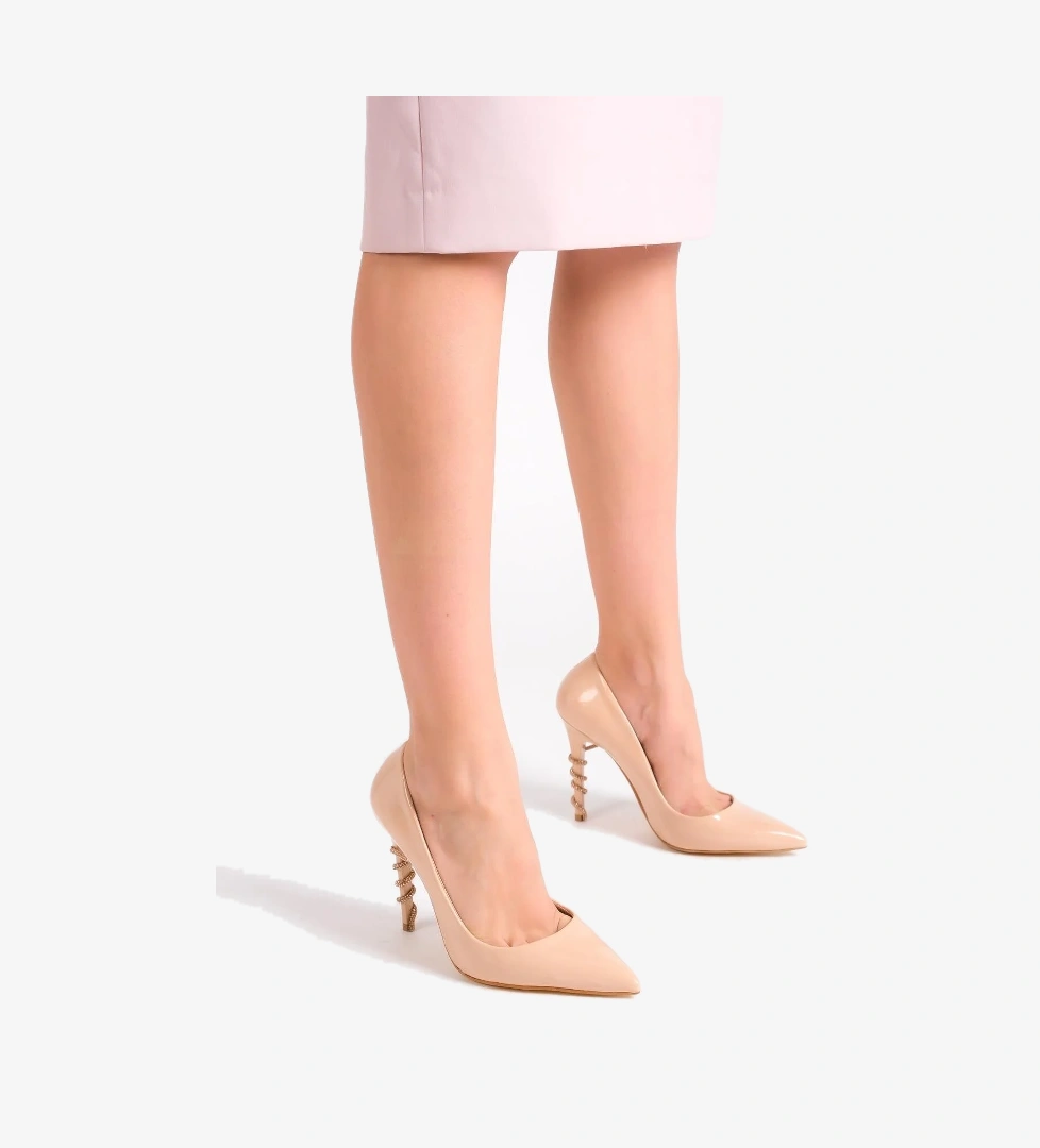 Giga Ten Rugan Taşlı Yüksek Topuklu Stiletto Abiye Ayakkabı - Görsel 1