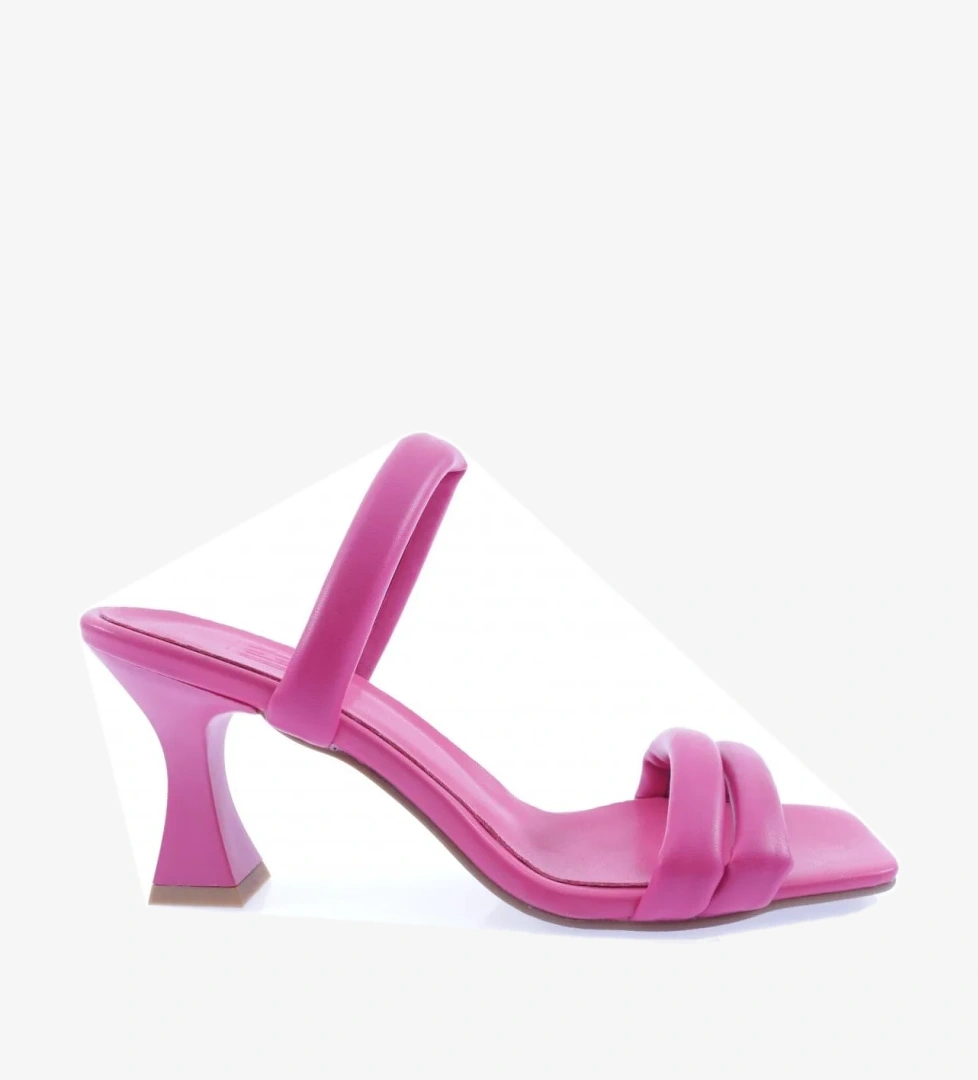 3025-23Y Kadin İki Sirali Bantli Kadeh Topuklu Terlik - Görsel 1