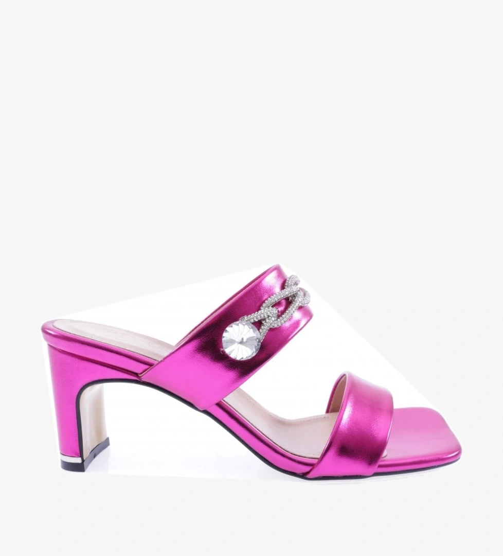 1043-23Y Kadin Kristal Taşli Bantli Topuklu Terlik