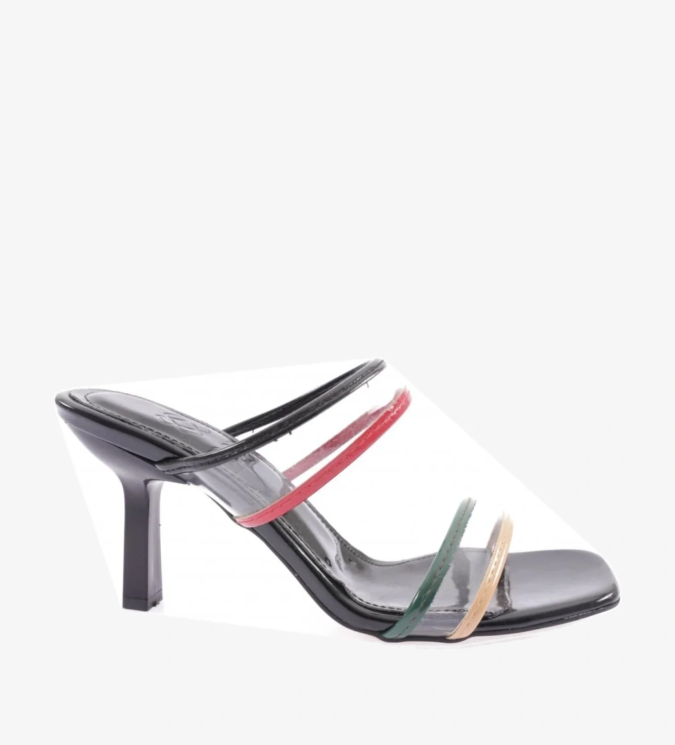 710-2164-23Y Kadin Kare Burun Bantli Topuklu Terlik - Görsel 1