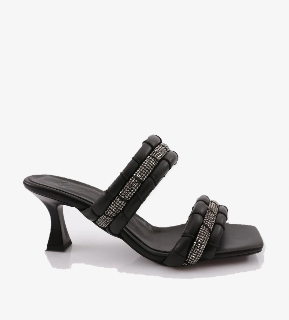 990 Kadin Silver Taşli Topuklu Terlik - Görsel 1