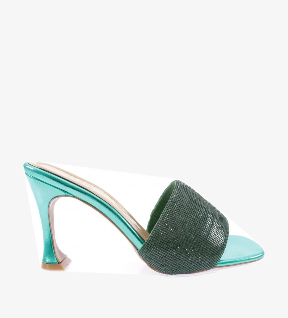 8021-23Y Kadin Silver Taşli Topuklu Terlik