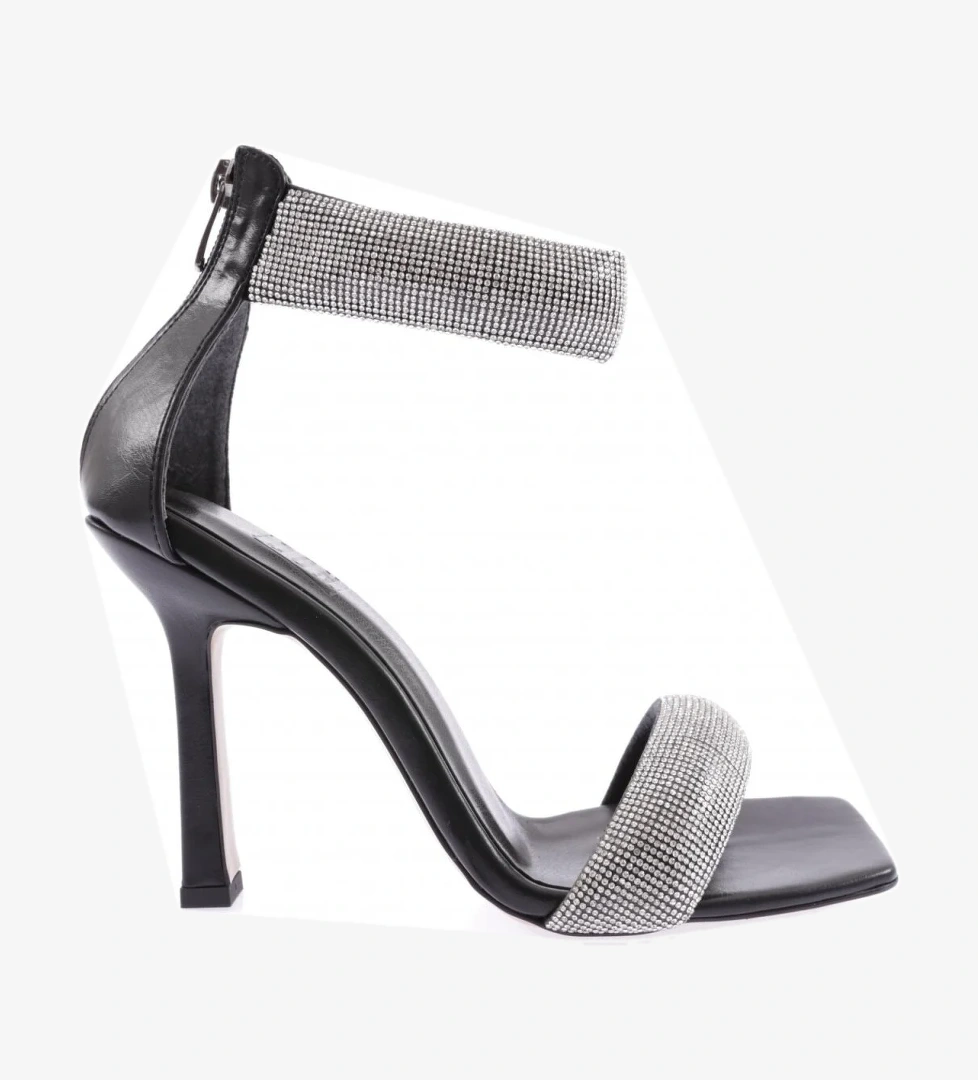 8044-23Y Kadin Silver Taşli Bilekten Bağli Topuklu Sandalet