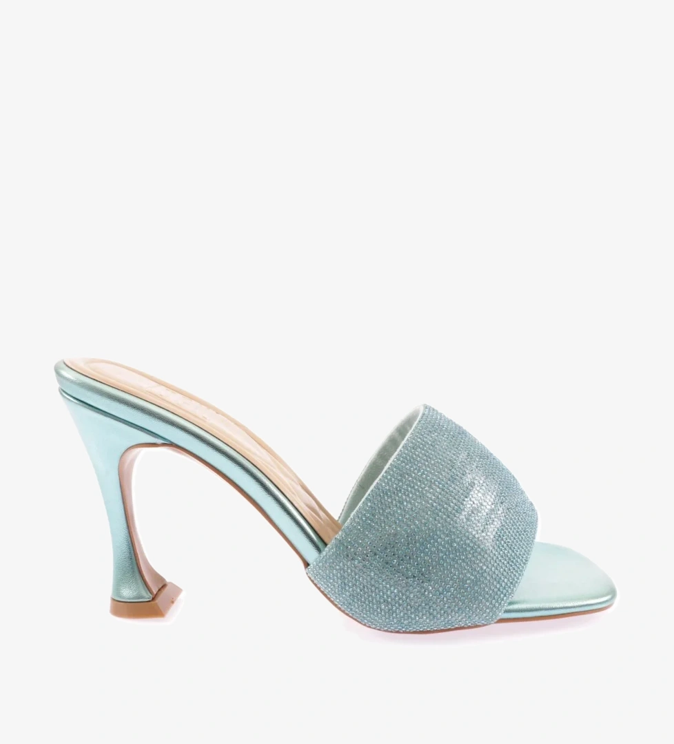 8021-23Y Kadin Silver Taşli Topuklu Terlik