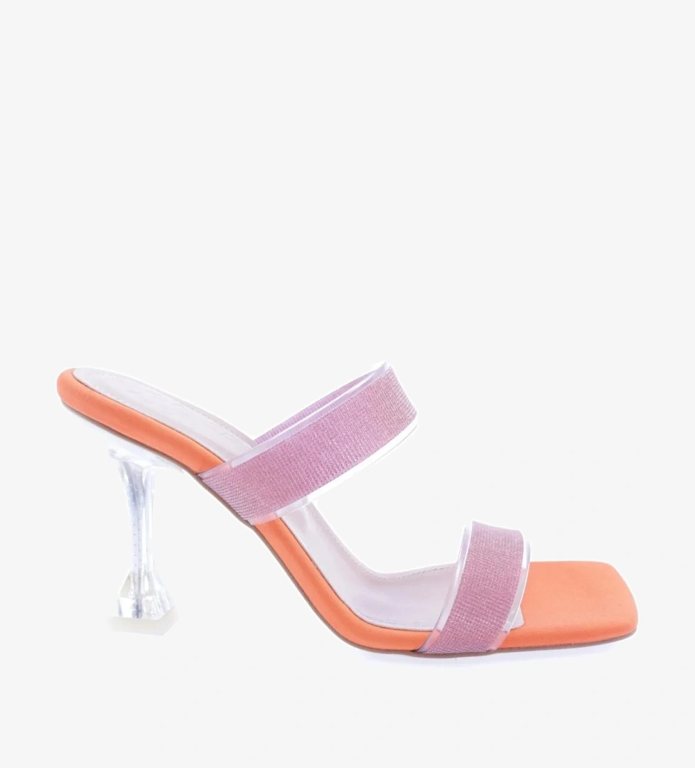 Dgn 5155-23y Kadin Şeffaf Simli Bantli Topuklu Terlik model görseli