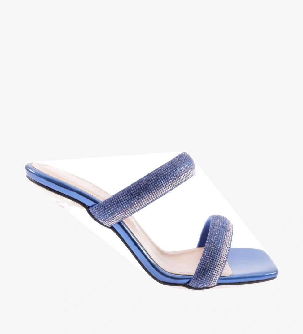 Dgn 5160-23y Kadin Silver Taş Bantli Topuklu Terlik model görseli