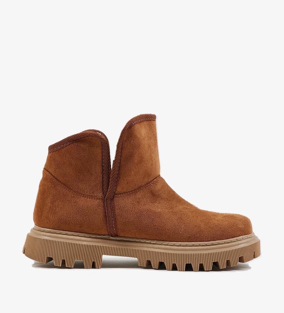 Kadın Taba Süet Rahat Kalıp Kalın Taban İçi Kürklü Bot