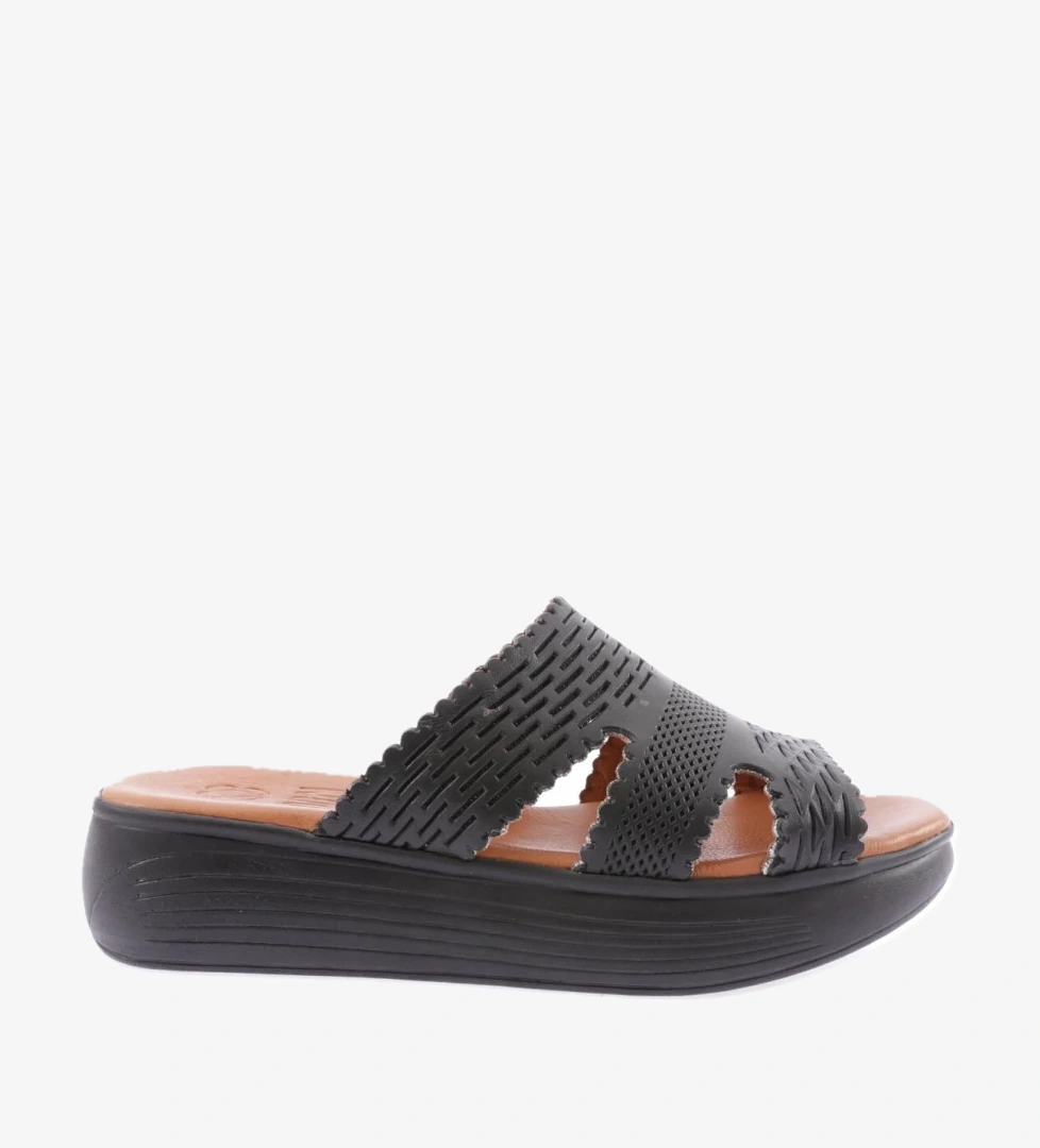 516-23Y Kadin Lazer Baskili Kalin Taban Terlik