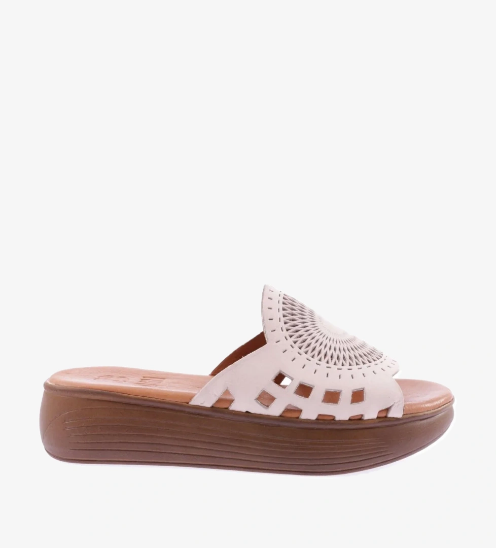 501-23Y Kadin Lazer Baskili Kalin Taban Terlik