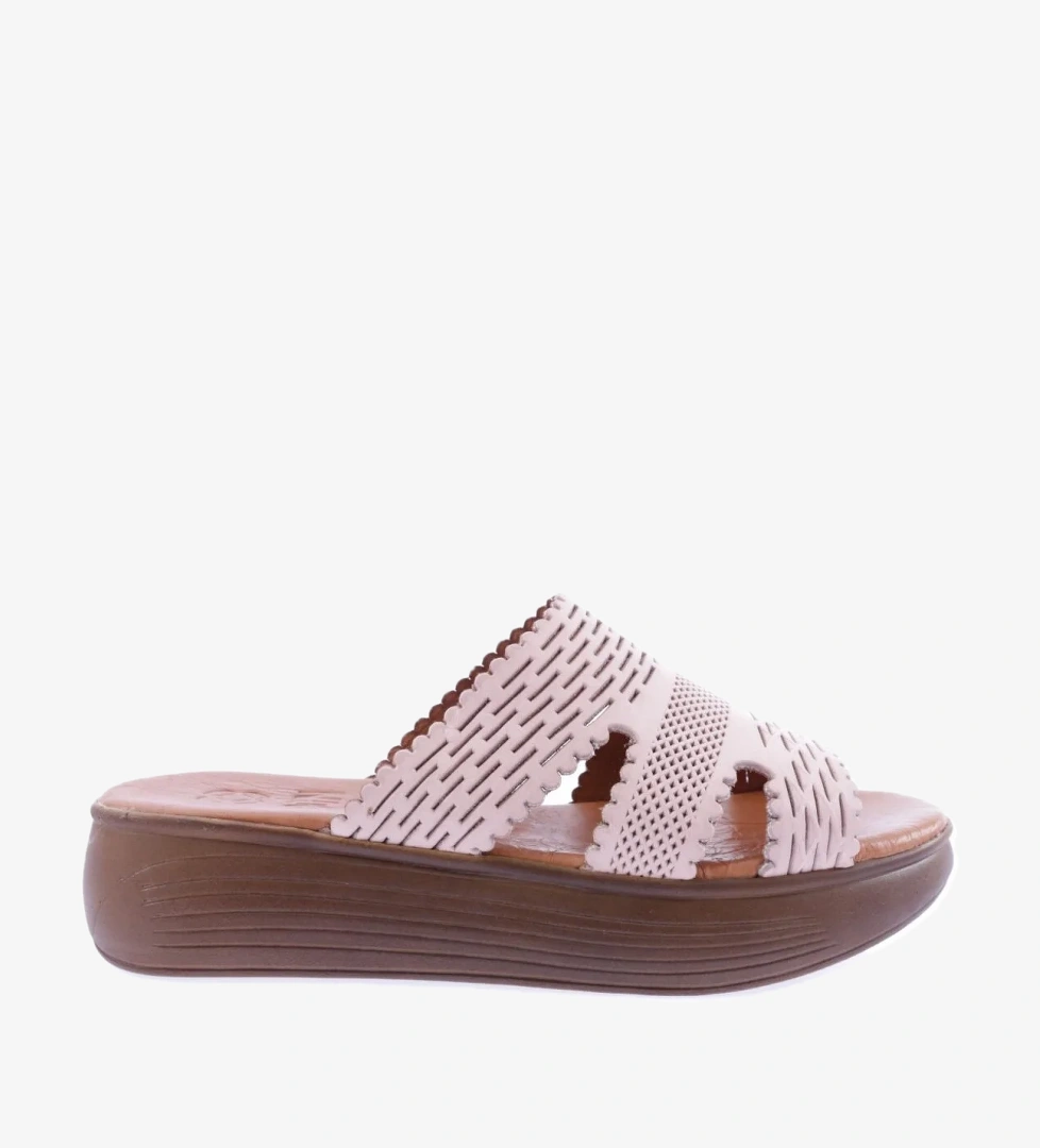 516-23Y Kadin Lazer Baskili Kalin Taban Terlik