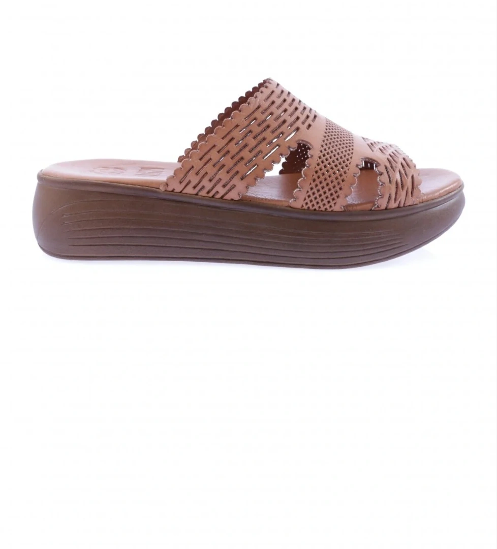 516-23Y Kadin Lazer Baskili Kalin Taban Terlik