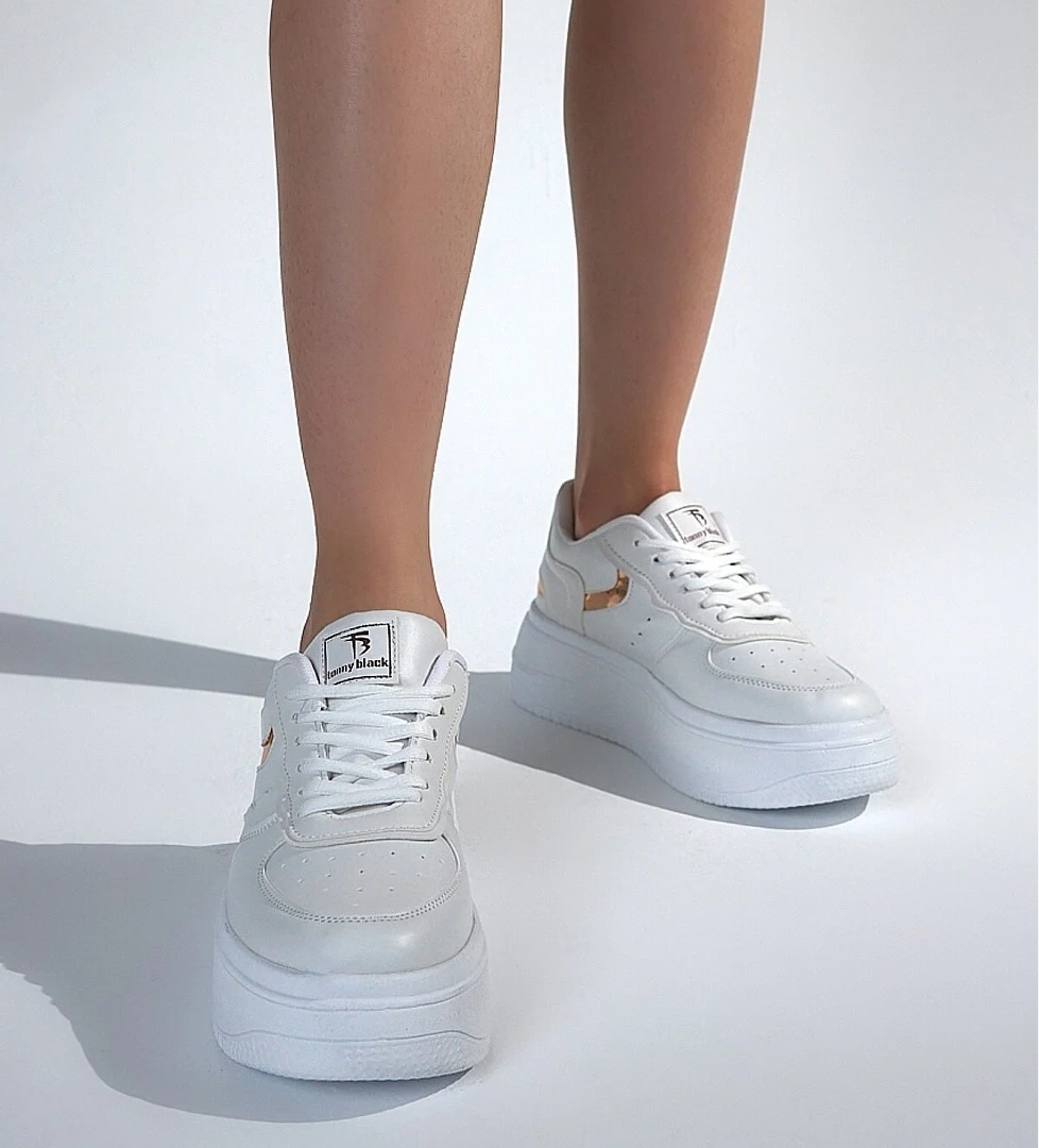 Tonny Black Tonny Black Çok Renkli Kadın Beyaz Bakır Rahat Kalıp Yüksek Taban Bağcıklı Spor Ayakkabı Sneaker | Flo Çok Renkli - 1. görsel