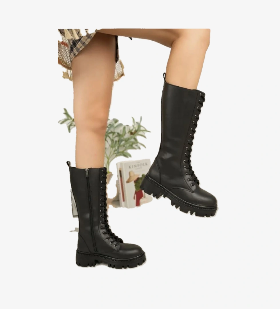 Seribo Kaymaz Taban Postal Kadın Çizme - Görsel 1