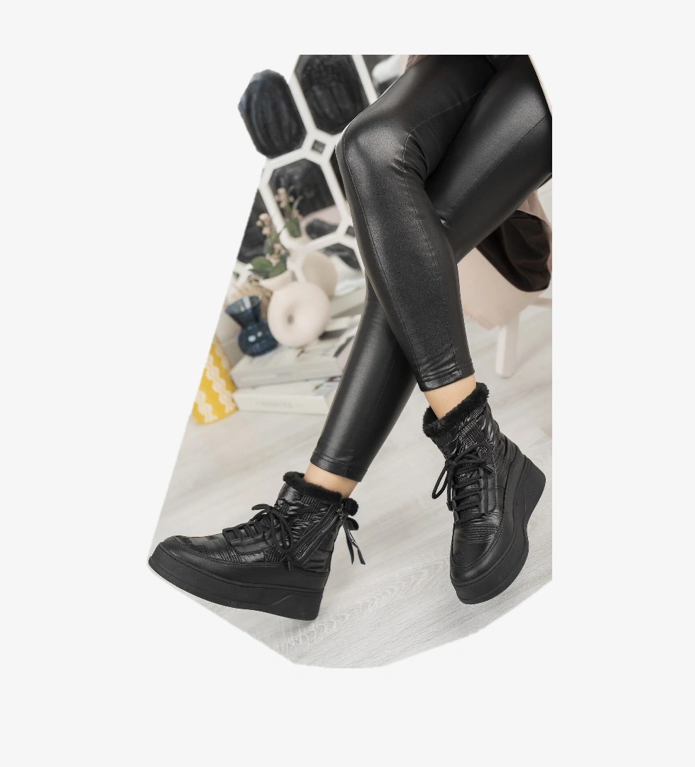 Violetta Su Geçirmez Kürklü Fermuarlı Kadın Kar Botu - Görsel 1