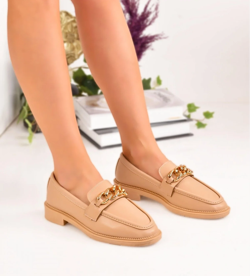 Kadın Babet Zincir Detaylı Şık Ortopedik Günlük Ayakkabı