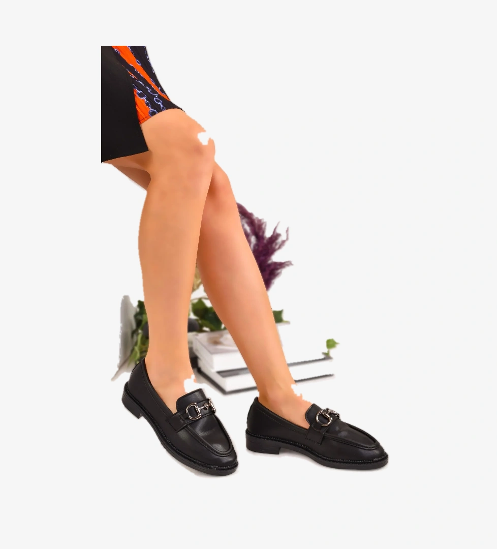 Kadın Babet Zincir Detaylı Şık Ortopedik Günlük Ayakkabı