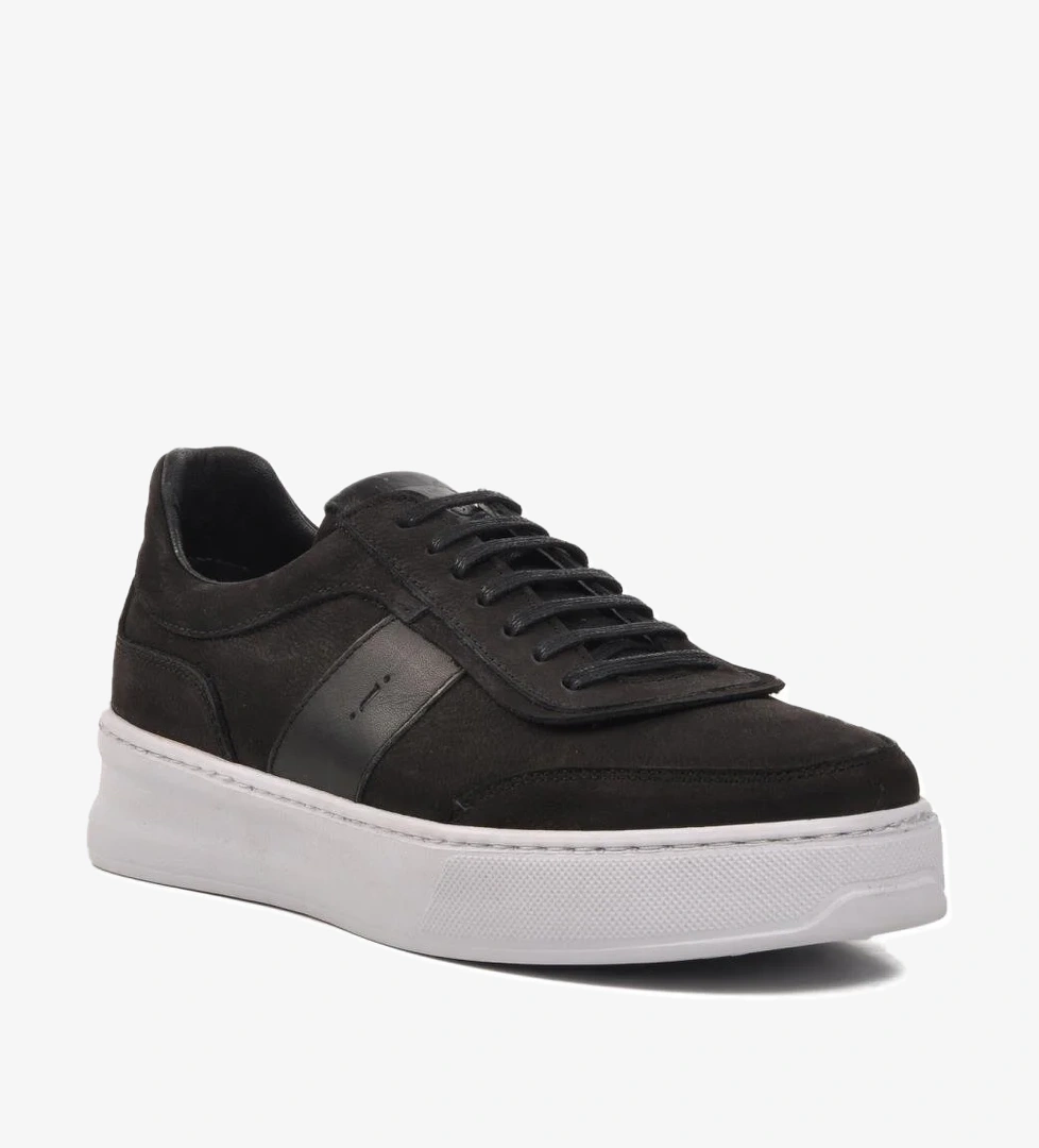 Cosmo Siyah Nubuk Hakiki Deri Erkek Günlük Ayakkabı - Görsel 1