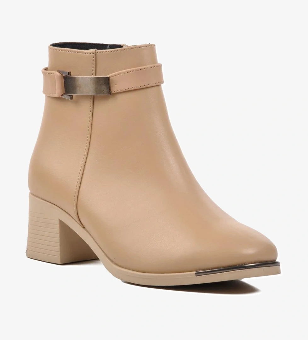 358093 Nude İçi Polarlı Kadın Topuklu Bot - Görsel 1