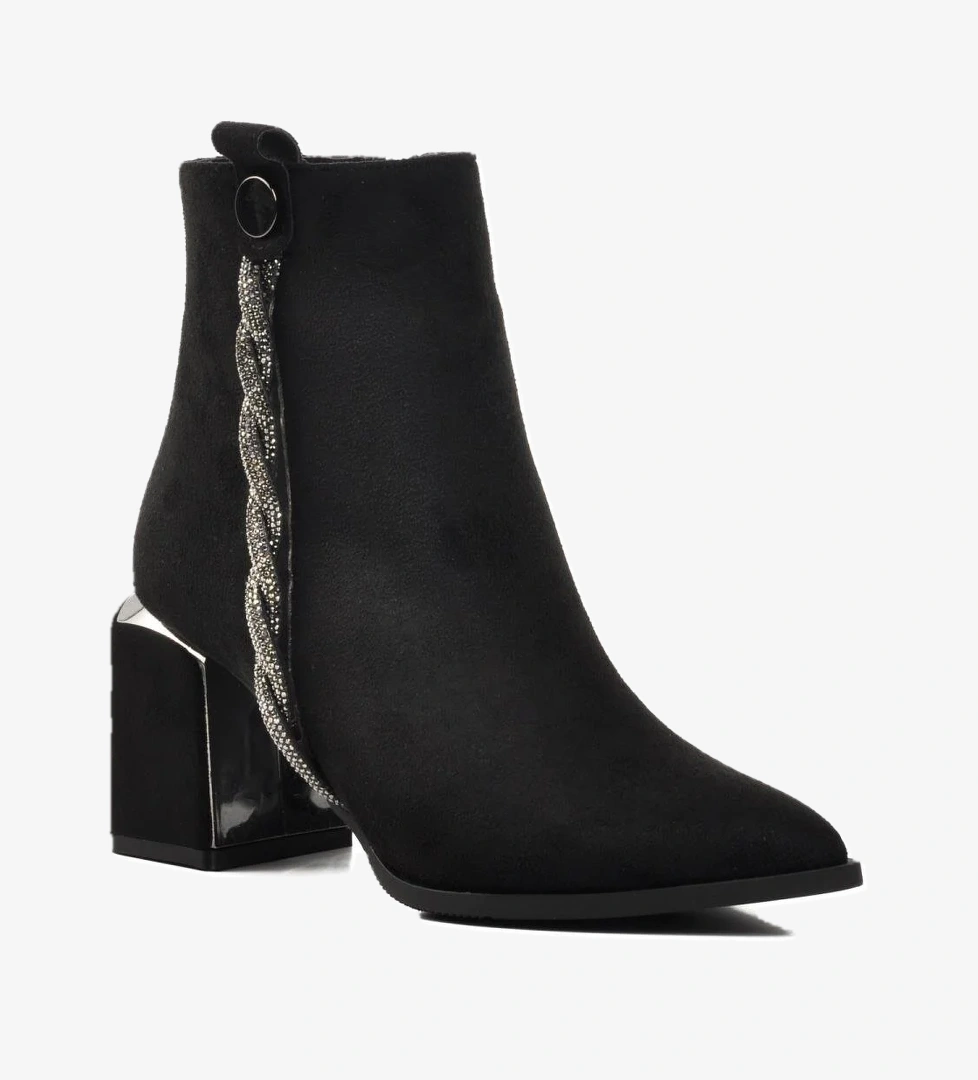 248027 Siyah Süet İçi Polarlı Kadın Topuklu Bot - Görsel 1