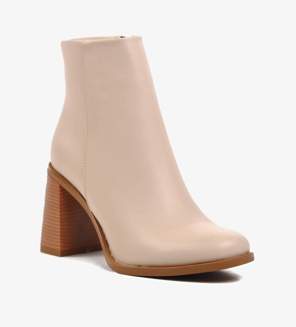 458237 Bej İçi Polarlı Kadın Topuklu Bot - Görsel 1