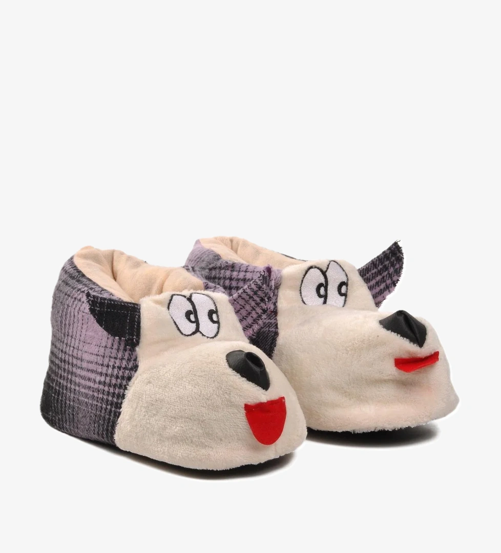 Köpekli Mor-Bej Kadın Panduf