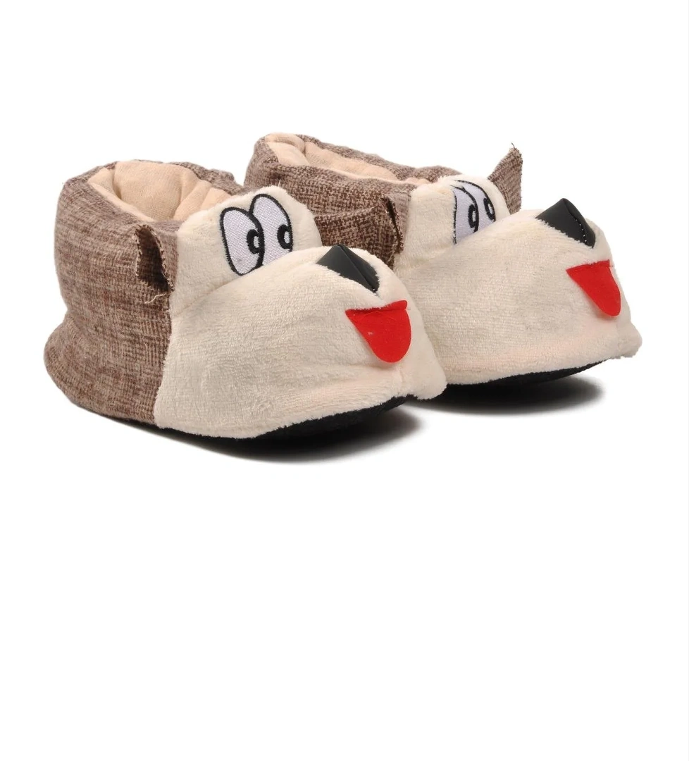 Köpekli Kahve-Bej Kadın Panduf - Görsel 1