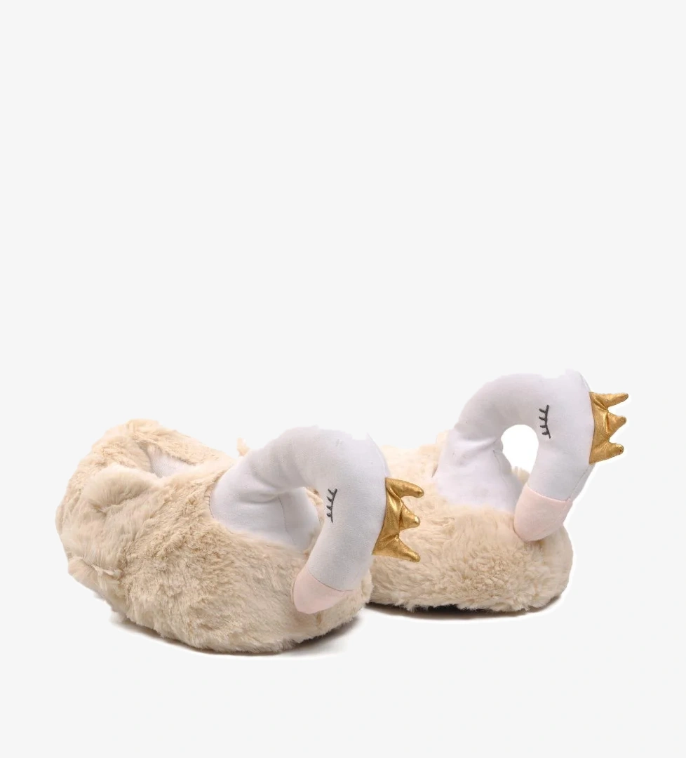 Kuğulu Bej Kadın Panduf - Görsel 1