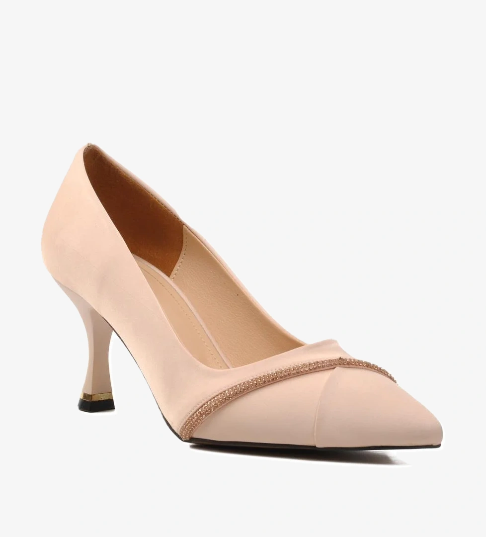 312039 Bej Saten Kadın Stiletto