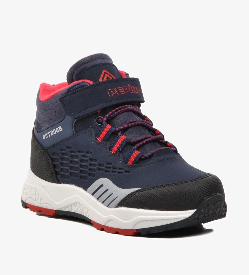1391-P Lacivert-Kırmızı İçi Polarlı Çocuk Outdoor Bot - Görsel 1