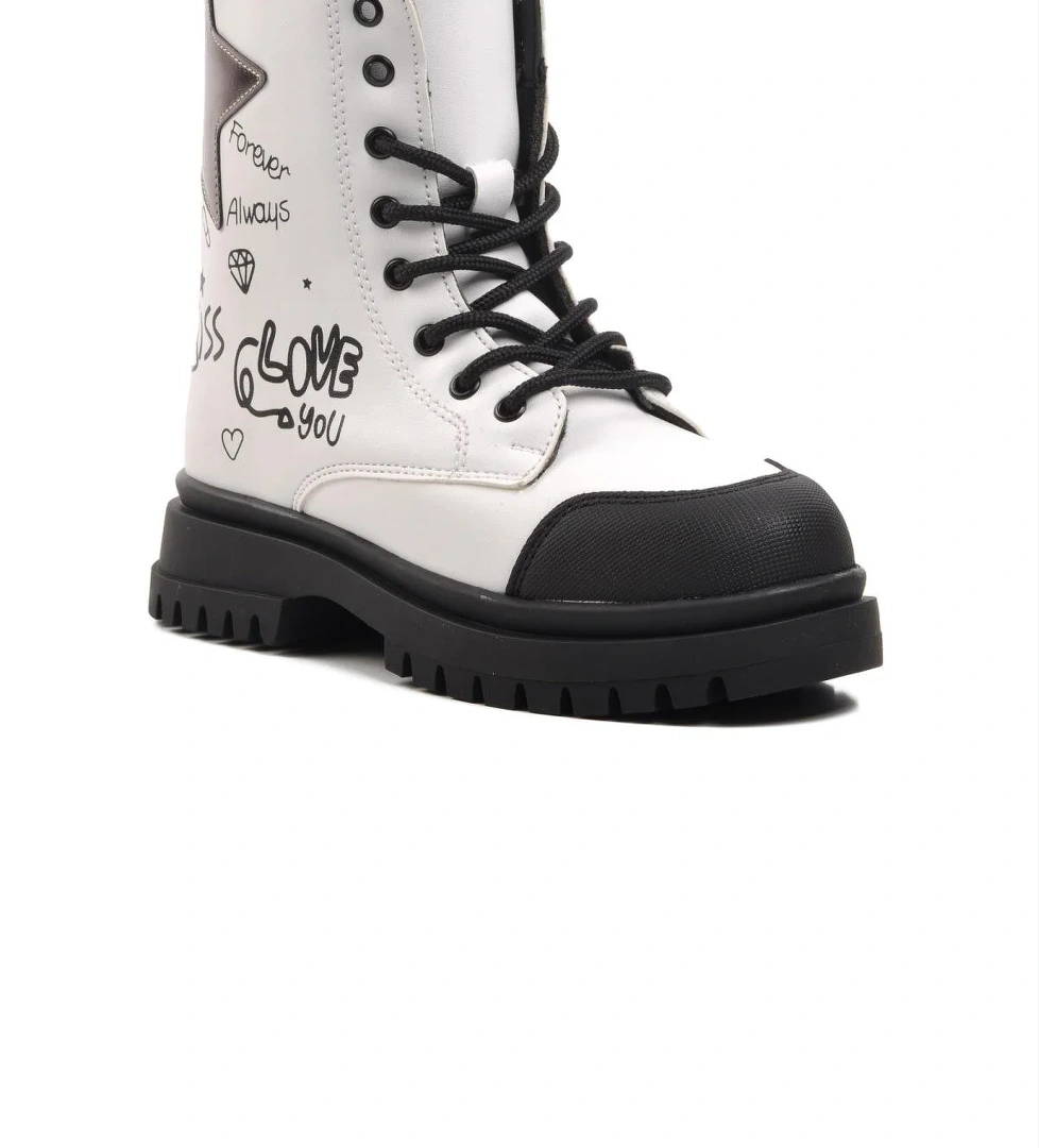 1566-F Beyaz İçi Polarlı Kız Çocuk Bot