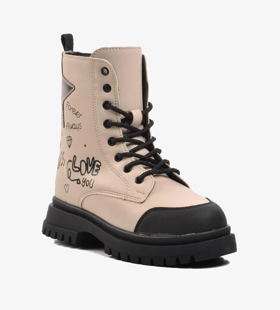 1566-F Bej İçi Polarlı Kız Çocuk Bot