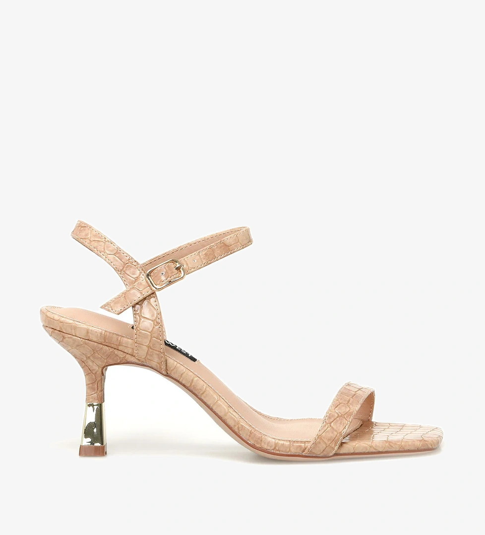 HENNO2 3PR Bej Kadın Topuklu Sandalet - Görsel 1