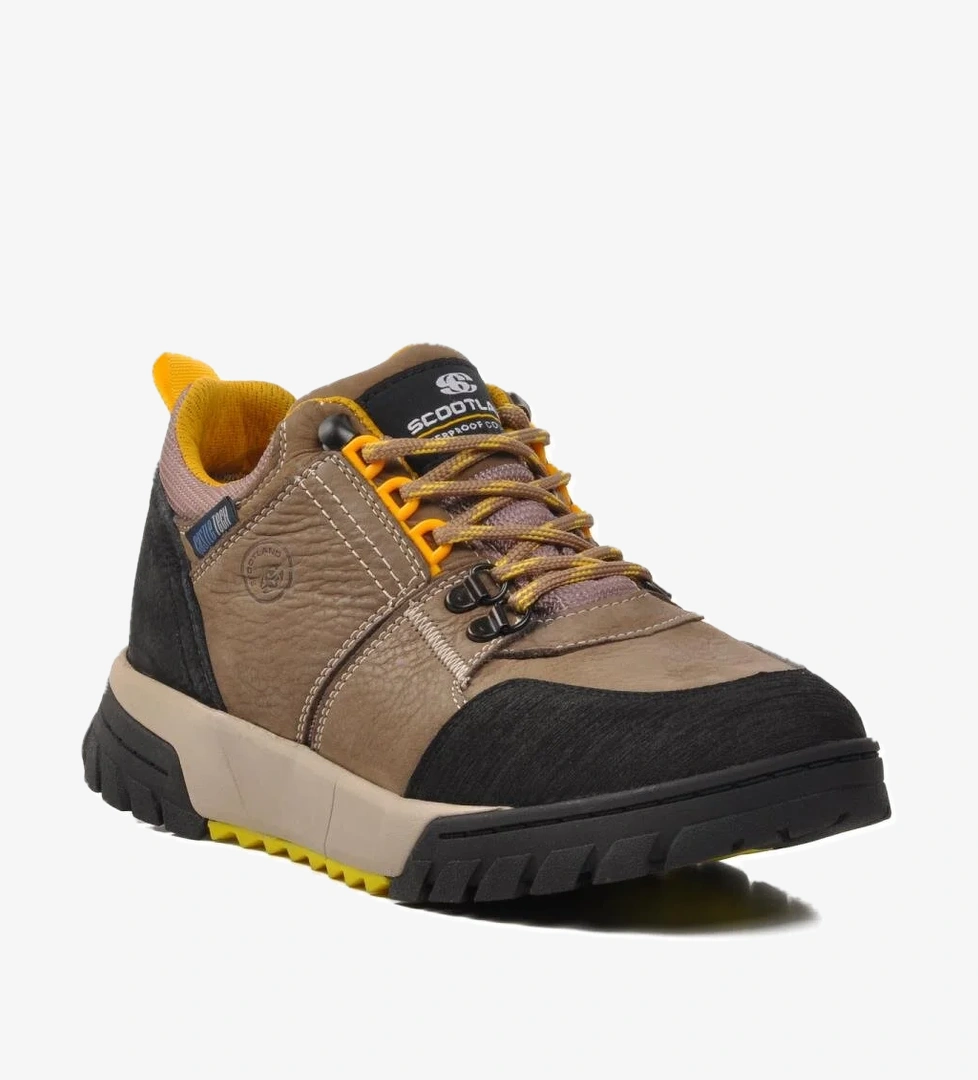 152-18497 Kum-Siyah Hakiki Deri Erkek Casual Ayakkabı