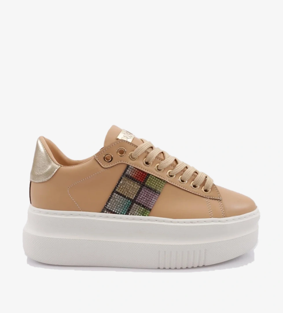 Es861 Kadin Kalin Taban Silver Taşli Sneakers Ayakkabi