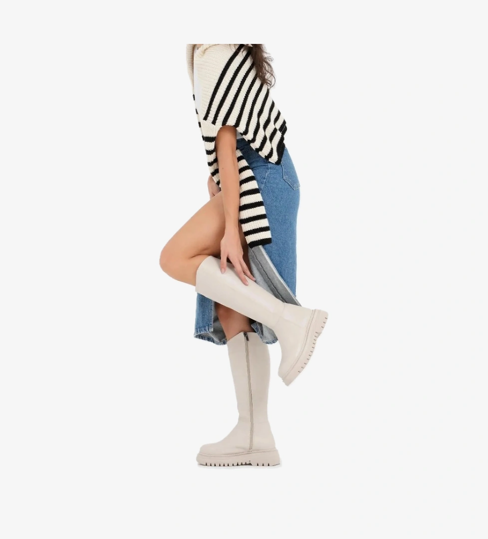 Kadın Kalın ve Yüksek Taban Elastik Çizme Bot Kadın Çizme