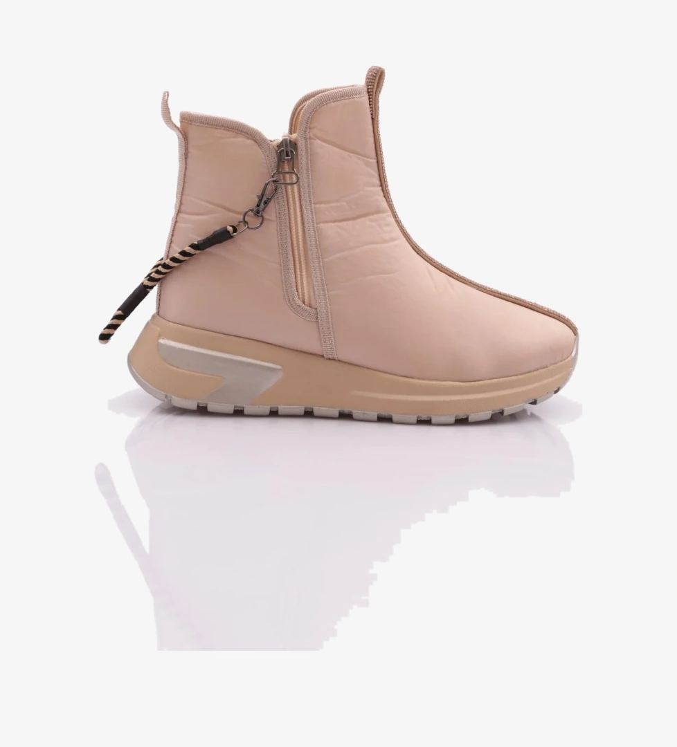 685-1-22K Kadin Kalin Taban Fermuar Detayli Silver Taşli Bot