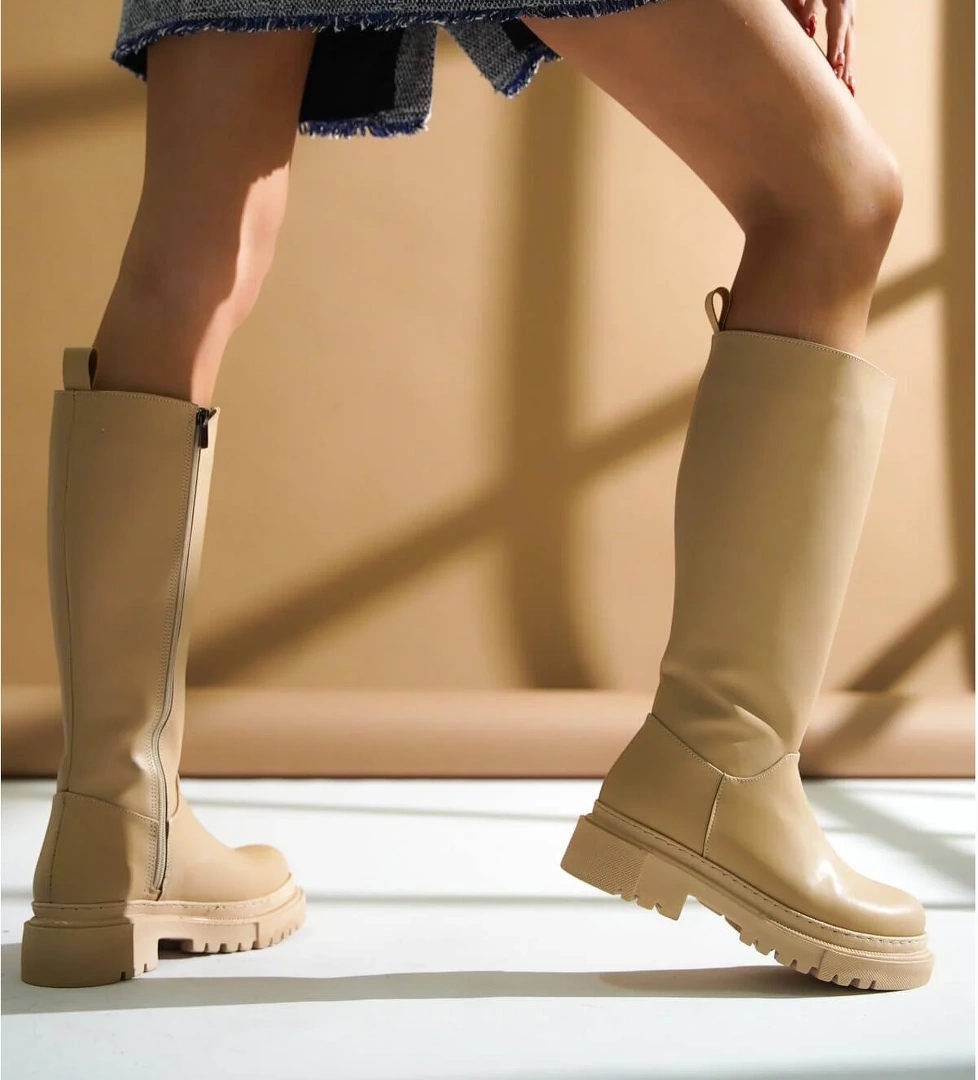 Blanca Nude Deri Çekme Günlük Kadın Çizme