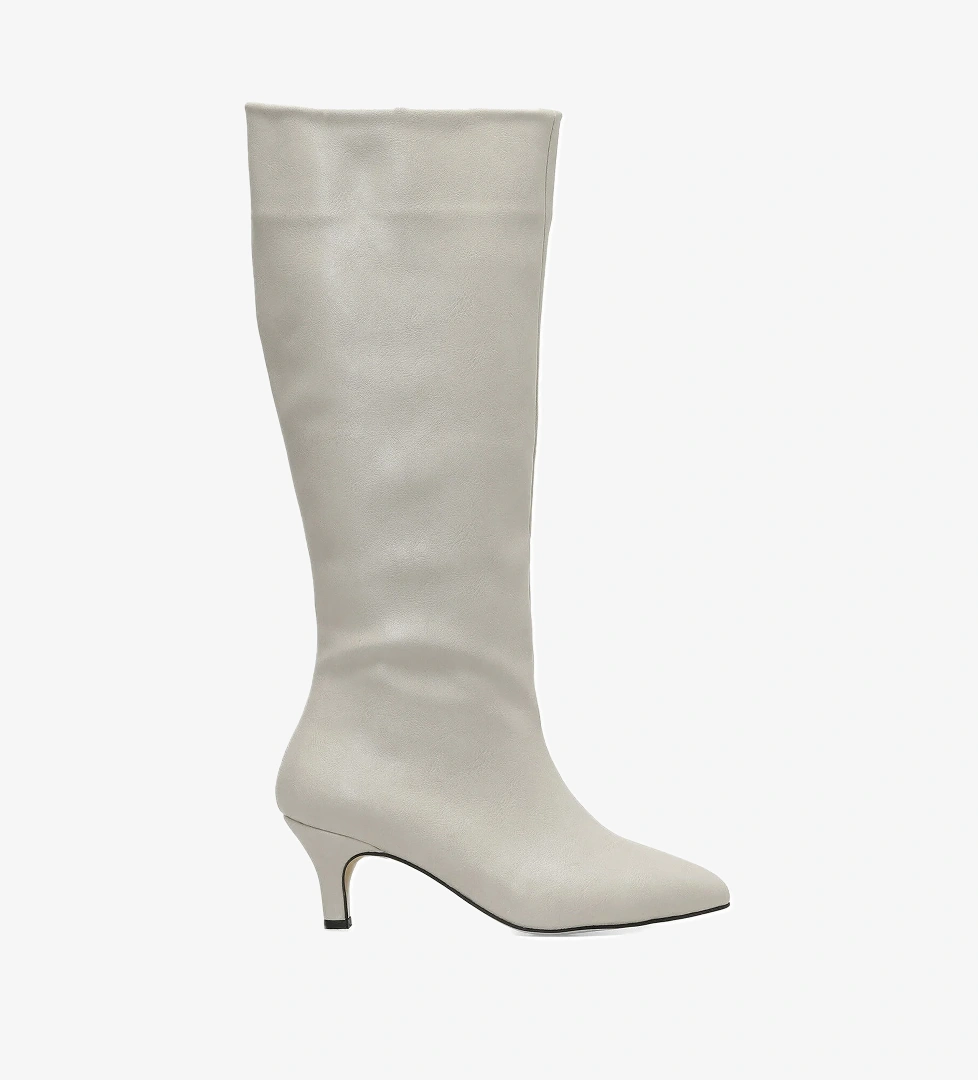 HELLY 3PR Bej Kadın Topuklu Çizme - Görsel 1