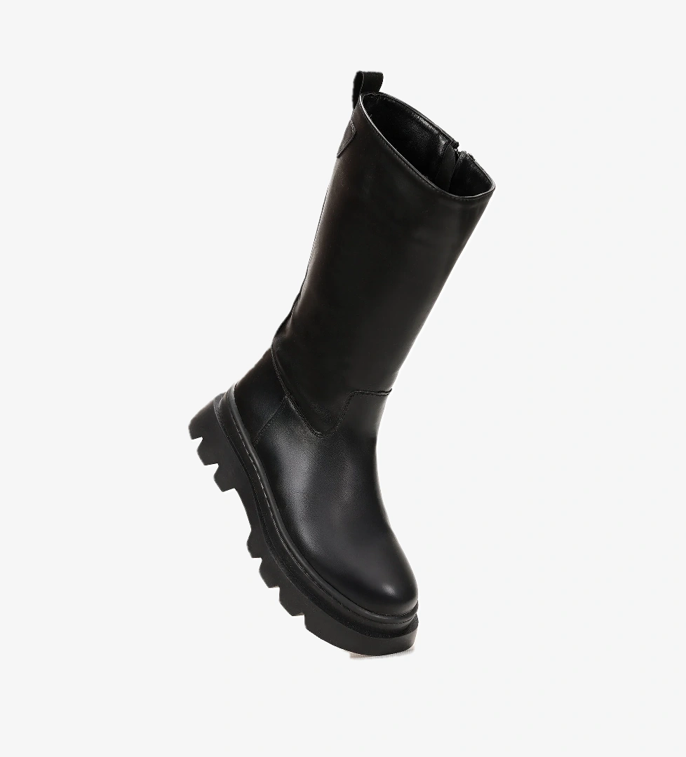 Metvay Uzun Fermuarlı Kız Çocuk Çizme Bot Siyah