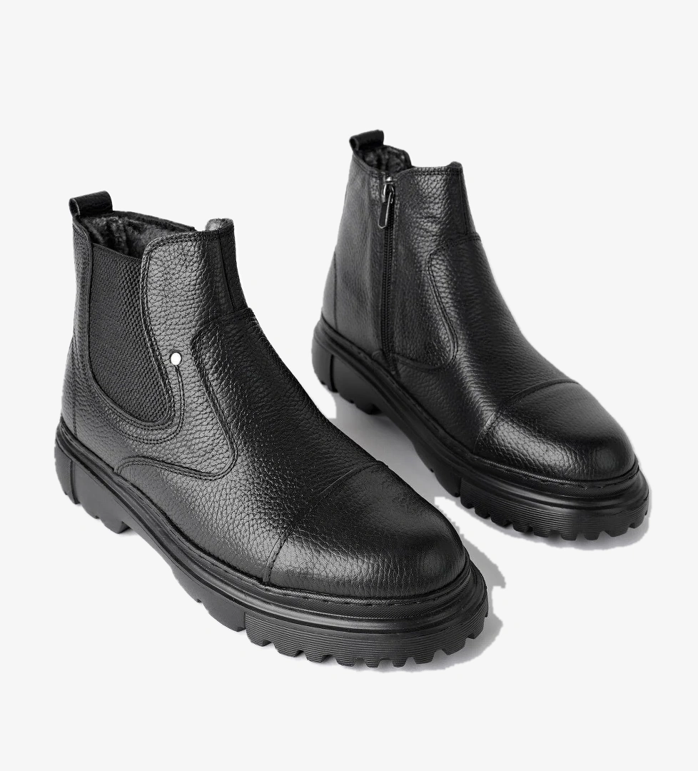 Muggo MİNJAE Garantili Hakiki Deri Fermuarlı İçi Kürklü Eva Taban Erkek Kışlık Bot model görseli