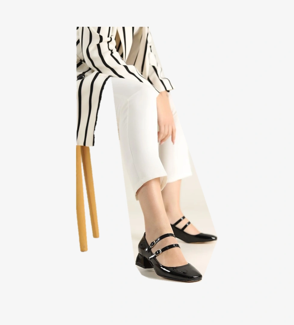 Mary Jane Küt Burunlu Kadın Topuklu Ayakkabı