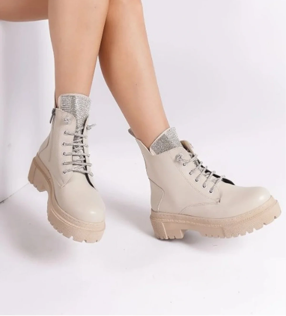 Taş Bağcık Detaylı Postal Kadın Bot - Görsel 1