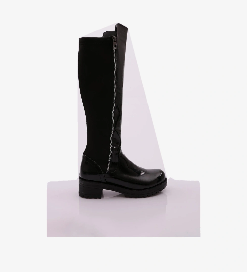 604-22K Kadin Yani Fermuarli Arkasi Stretch Topuklu Çizme