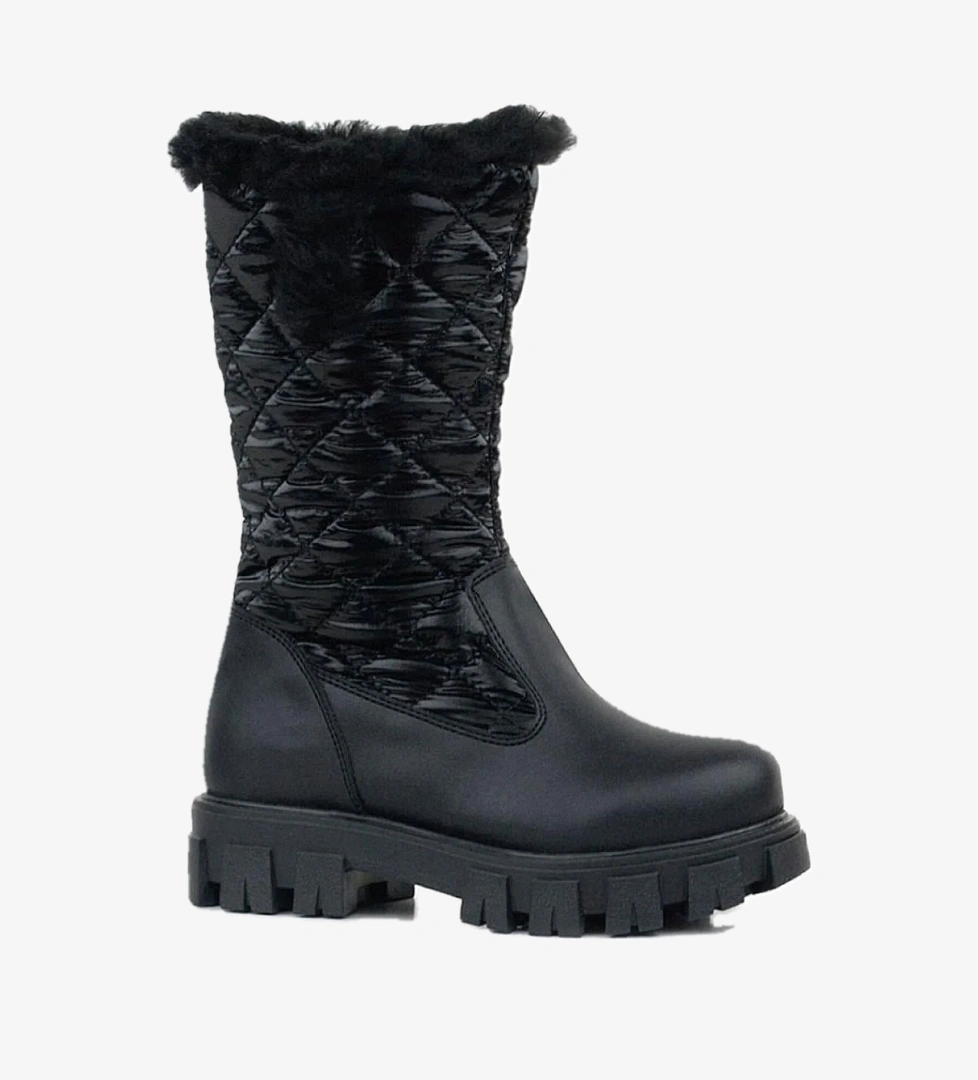 Siyah Uzun Fermuarlı Kız Çocuk Yağmur Çizmesi - Görsel 1