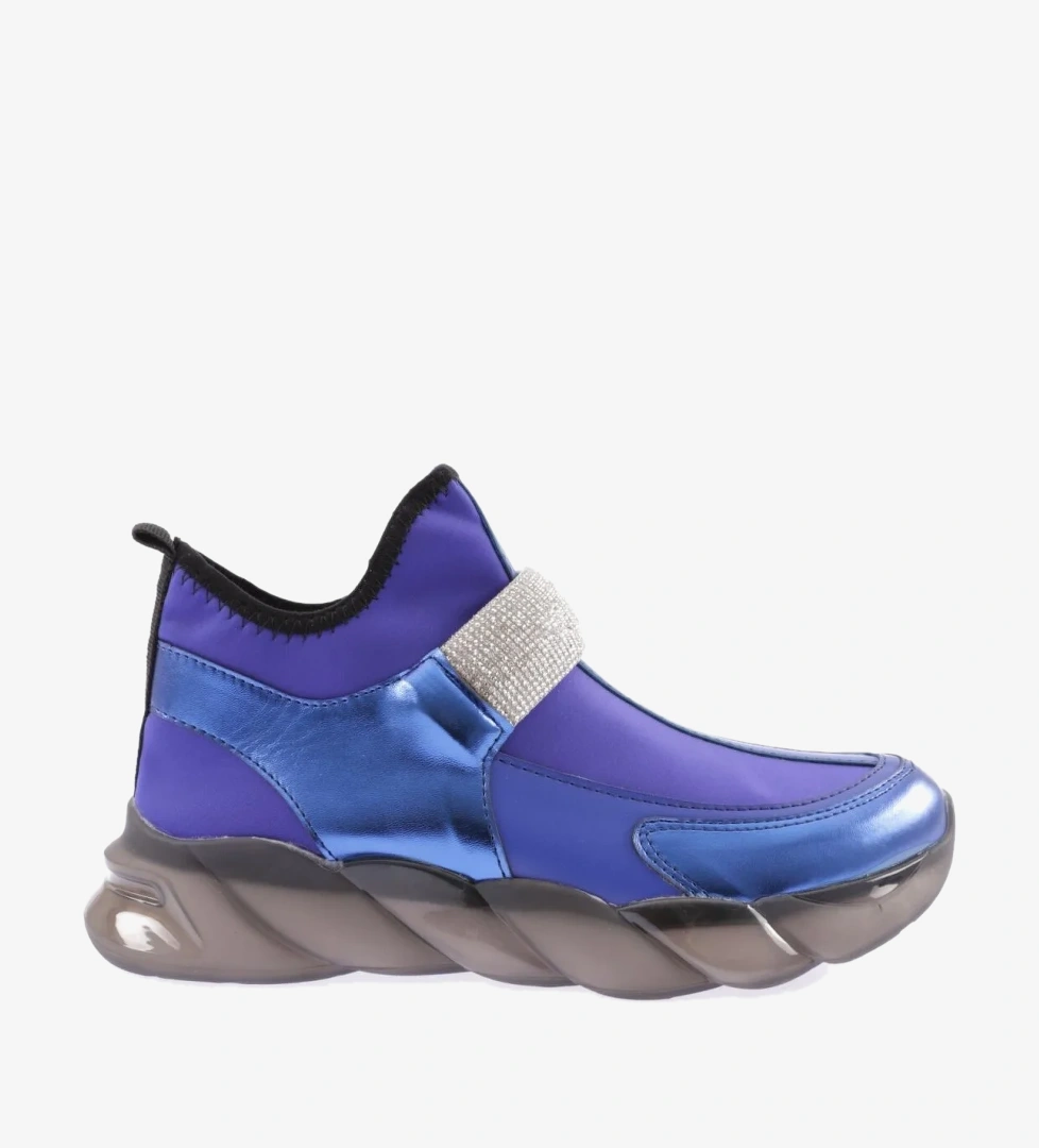 DGN 104-23Y Kadin Strech Detayli Silver Taş Bantli Sneakers Ayakkabi