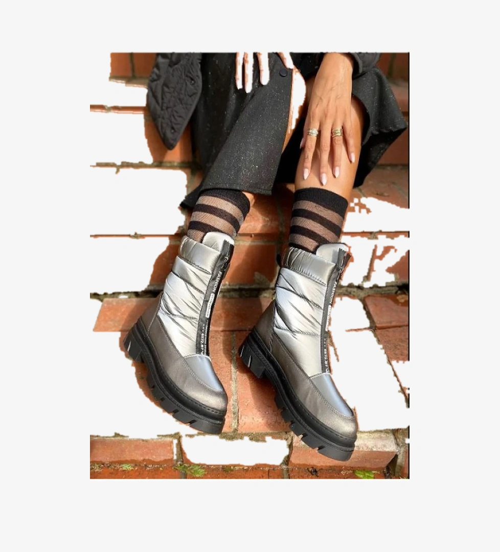 Feles Fermuar Detaylı Paraşüt Kadın Kar Botu Kauçuk Tabanlı Kadın Bot model görseli