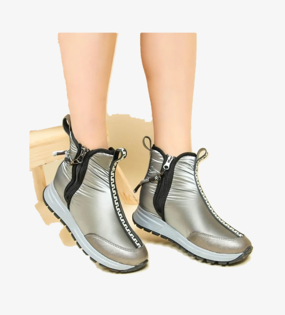 Feles Dalgıç Kumaş Özel Tasarım Fermuarlı Kadın Bot Kar Botu model görseli