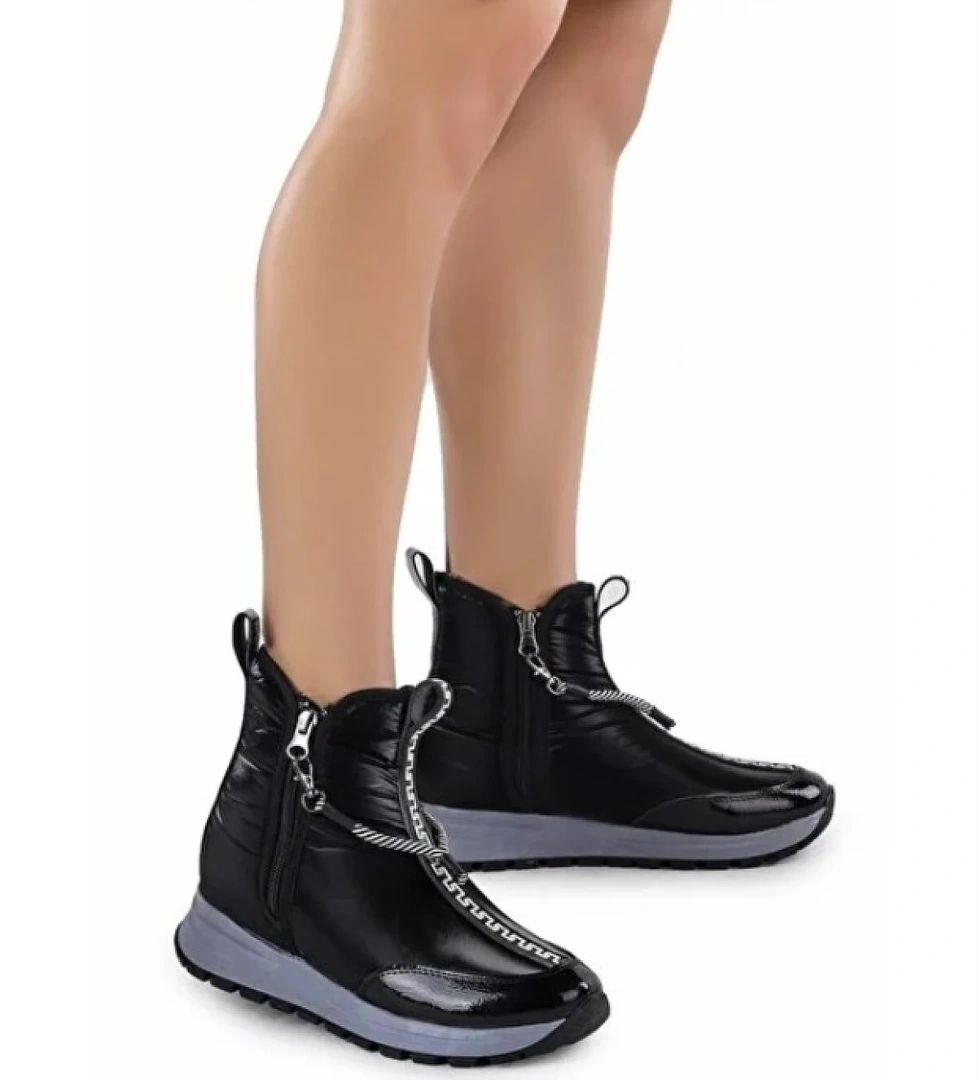 Dalgıç Kumaş Özel Tasarım Fermuarlı Kadın Bot Kar Botu