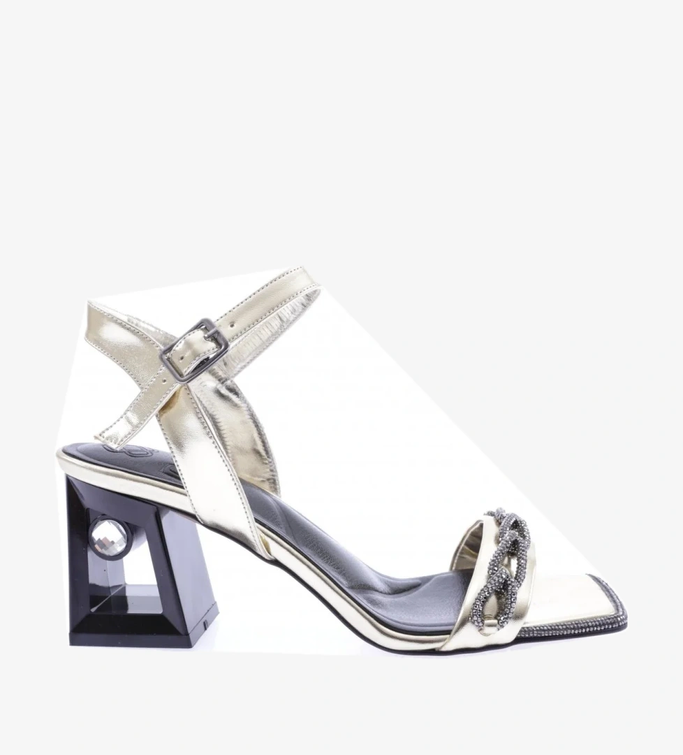 617-23Y Kadin Silver Taş Bantli Topuklu Sandalet